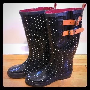 Henry Ferrera Black Polka Dot Rain Boots